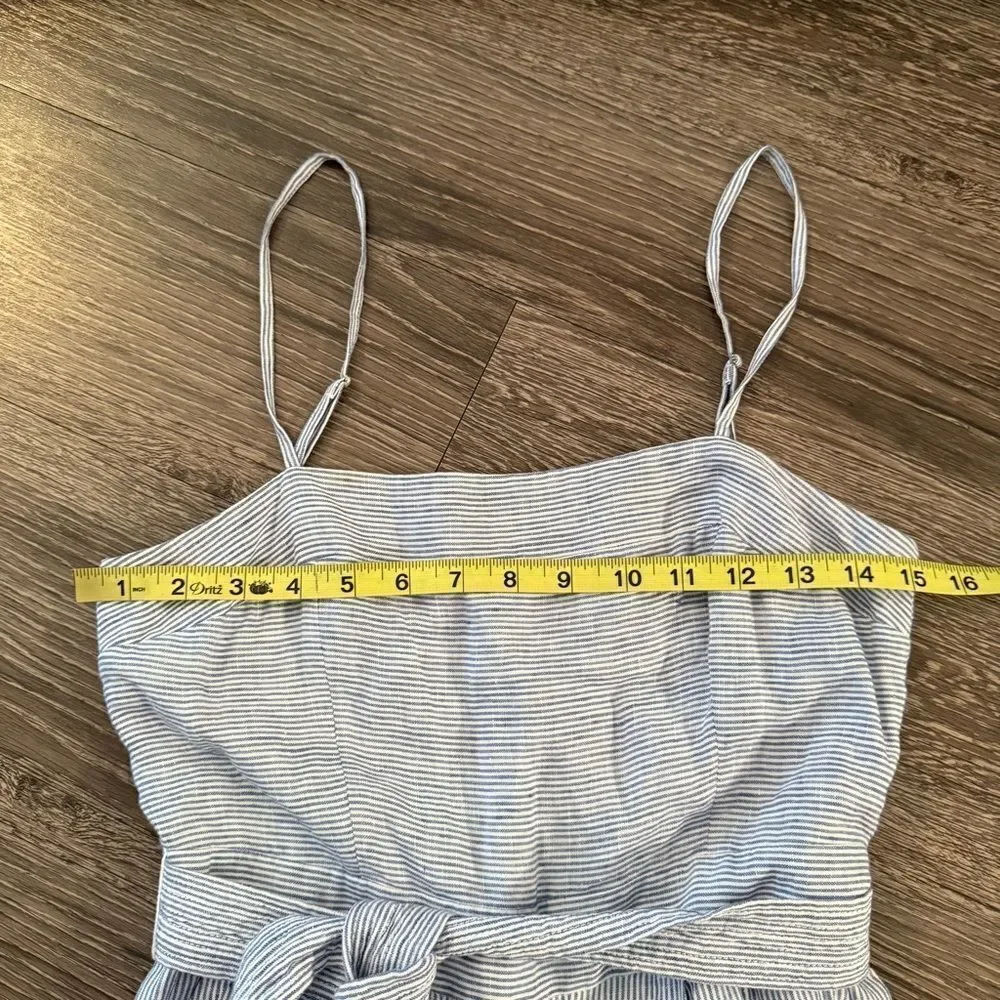 J. Crew Stripe Linen Tie Waist Jumpsuit